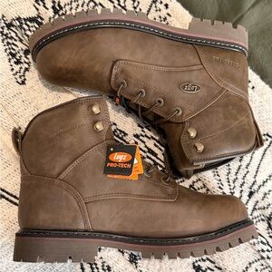 Lugz Brown Leather Steel Toe Mens 10.5W Work Construction Outdoor Boots